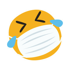 emoji wearing medical mask crying hand draw style