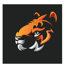 sketch of a colorful tiger head logo design illustration