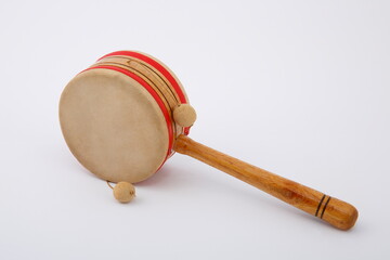 Folkloric musical instruments.
A view of Latin rhythm instruments used in Cuban music, on white background.