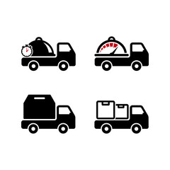 Fototapeta na wymiar Set of Delivery Truck icon design. Box & Food delivery icon design. Freight forwarding services logo design element.