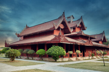 The Royal palace in Mandalay, Myanmar