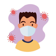 young man wearing medical mask block style