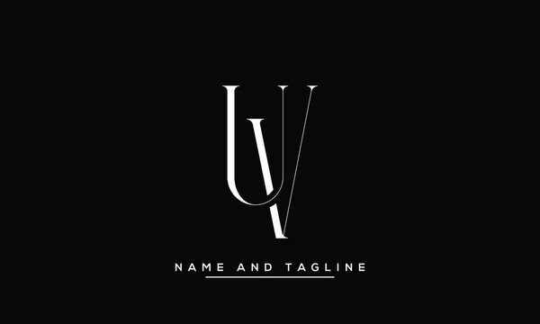 alphabet letters monogram icon logo UV or VU