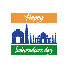 india independence day celebration with taj mahal mosque flat style