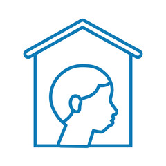 person stay at home line style icon