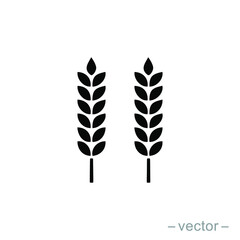 Vector farm wheat ears icon template. Line whole grain symbol illustration for organic eco business, agriculture, beer, bakery. Gluten free logo background