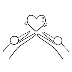 hand drawn people and love icon illustration symbol for charity, relationship, friendship. doodle