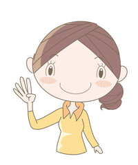 国際手話・ハンドジェスチャー・数字の4（女性）
