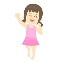 水着で遊ぶ少女のイラスト