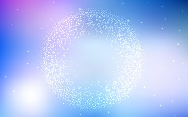 Light Pink, Blue vector background with astronomical stars. Shining illustration with sky stars on abstract template. Template for cosmic backgrounds.