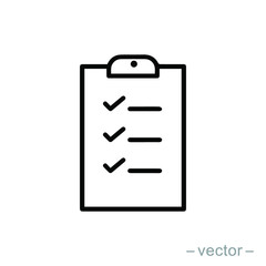 Icon clipboard checklist or document with checkmark with text in flat style. EPS 10