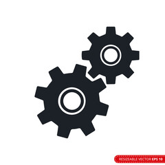 Gear Icon Vector Template, Flat Design Engineering Cogwheel. EPS 10.