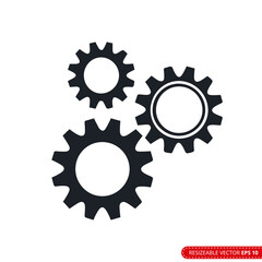 Gear Icon Vector Template, Flat Design Engineering Cogwheel. EPS 10.