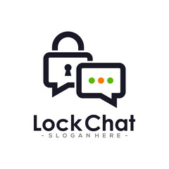 Lock Chat Logo Template Design. Chat Security vector illustration.