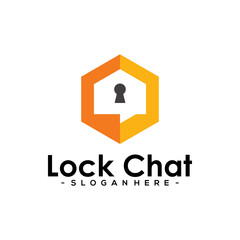 Lock Chat Logo Template Design. Chat Security vector illustration.