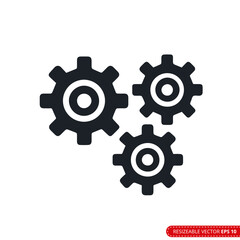 Gear Icon Vector Template, Flat Design Engineering Cogwheel. EPS 10.