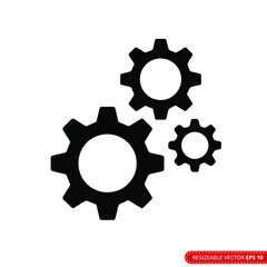 Gear Icon Vector Template, Flat Design Engineering Cogwheel. EPS 10.