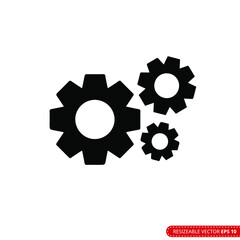 Gear Icon Vector Template, Flat Design Engineering Cogwheel. EPS 10.