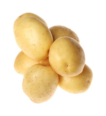 Fresh raw organic potatoes on white background