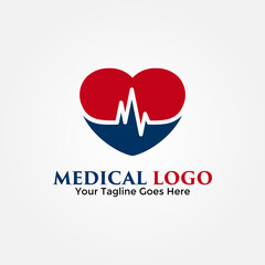 Love Medical Logo Design Template. Vector Illustration.