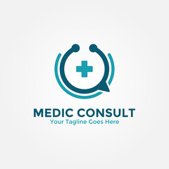 Medical Consulting Logo Design Template. Medical Online Logo Vector for healthcare.