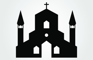 silhouette of church vector art