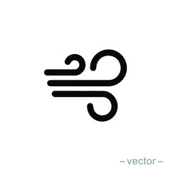 Wind icon in flat style isolated on grey background. For your design, logo. Vector illustration