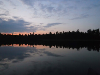 sunset reflected on lake