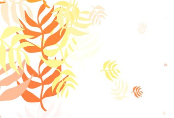 Fototapeta premium Light Orange vector elegant template with leaves.