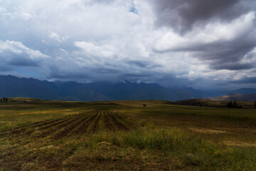storm clouds over the field