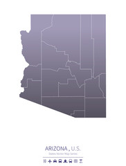 arizona map. us states vector map series. 