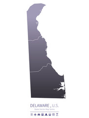 delaware map. us states vector map series. 
