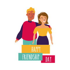 happy friendship day celebration with couple pastel hand draw style