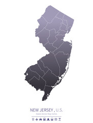 new jersey map. us states vector map series. 