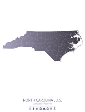 north carolina map. us states vector map series. 