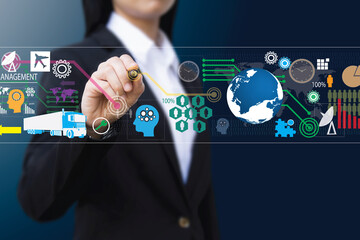 business woman , Touch screen concept