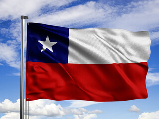 3d illustration. Chile flag on a sky and clean background.