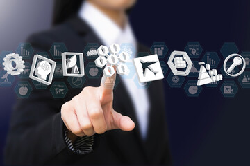 business woman , Touch screen concept 