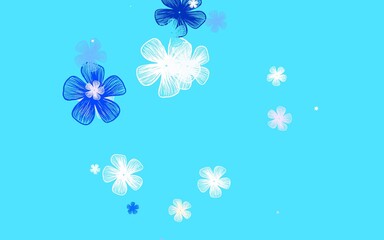 Light Blue, Yellow vector doodle layout with flowers.