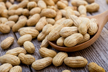 peanuts on a wooden background