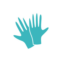 medical gloves doodle icon, vector color illustration