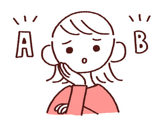 選択肢イメージ  不安な顔の若い女性