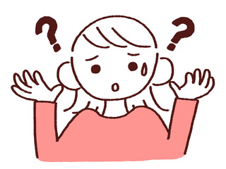 両手をあげて困った顔をする若い女性