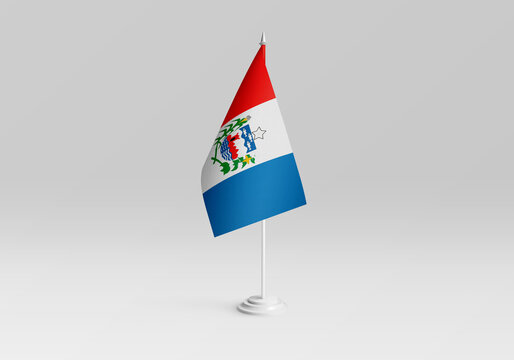 3d illustration. Maceio state flag with a gray background. One of the states of Brazil.