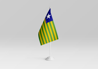 3d illustration. Piaui state flag with a gray background. One of the states of Brazil.