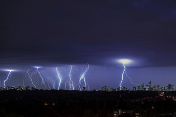 Lightning in the city of Toronto