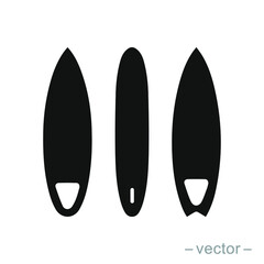 Surfboard set. Black silhouette of surfboard. Vector illustration isolated on white background. EPS 10