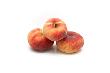 Fototapeta na wymiar flat or flattened peach on a white background