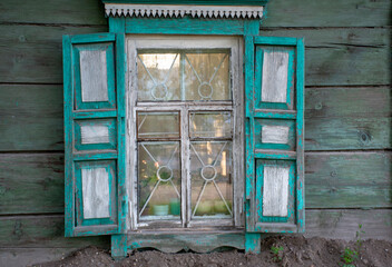 Khabarovsk. Window of an old wooden house.