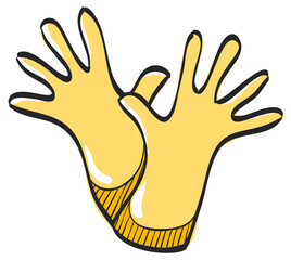 Cleaning glove icon in color drawing. Equipment rubber household bathroom chemical
